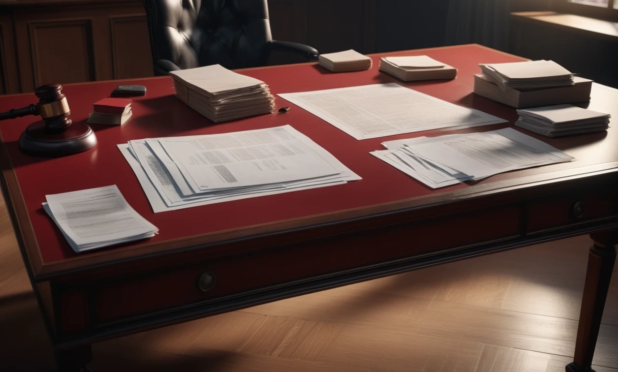 wide shot desk scattered 0