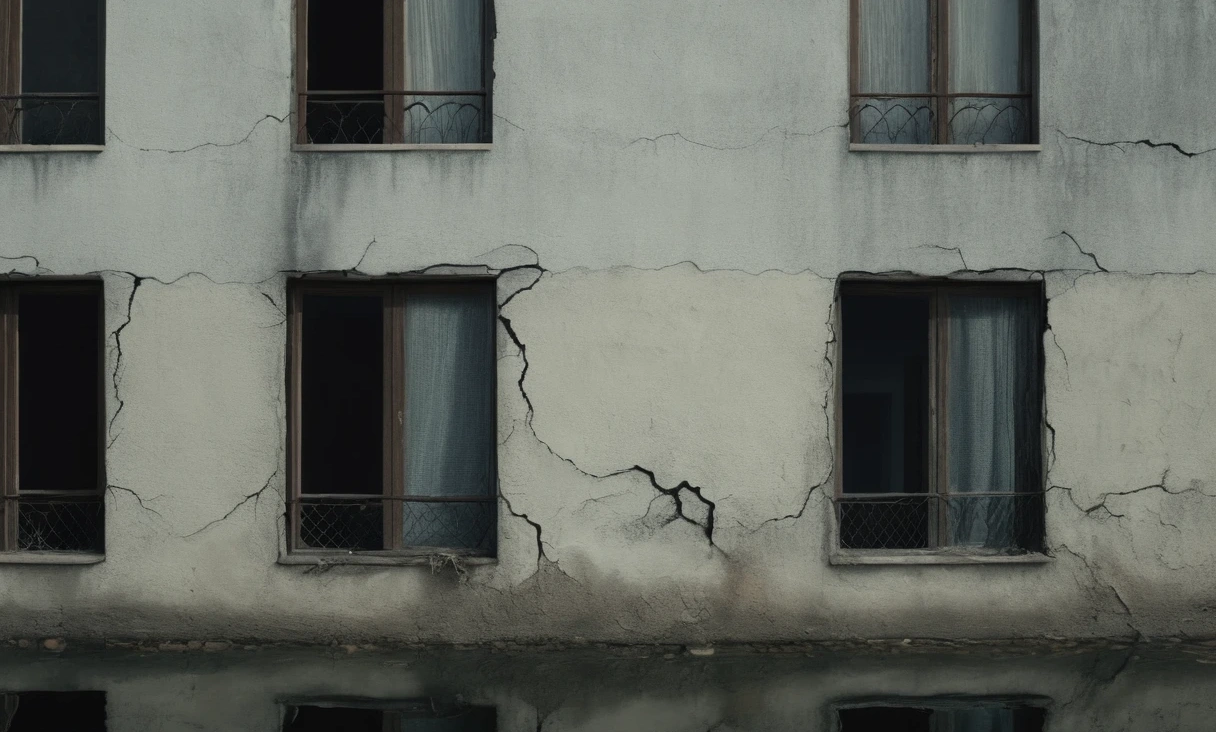 wide shot weathered apartment 0