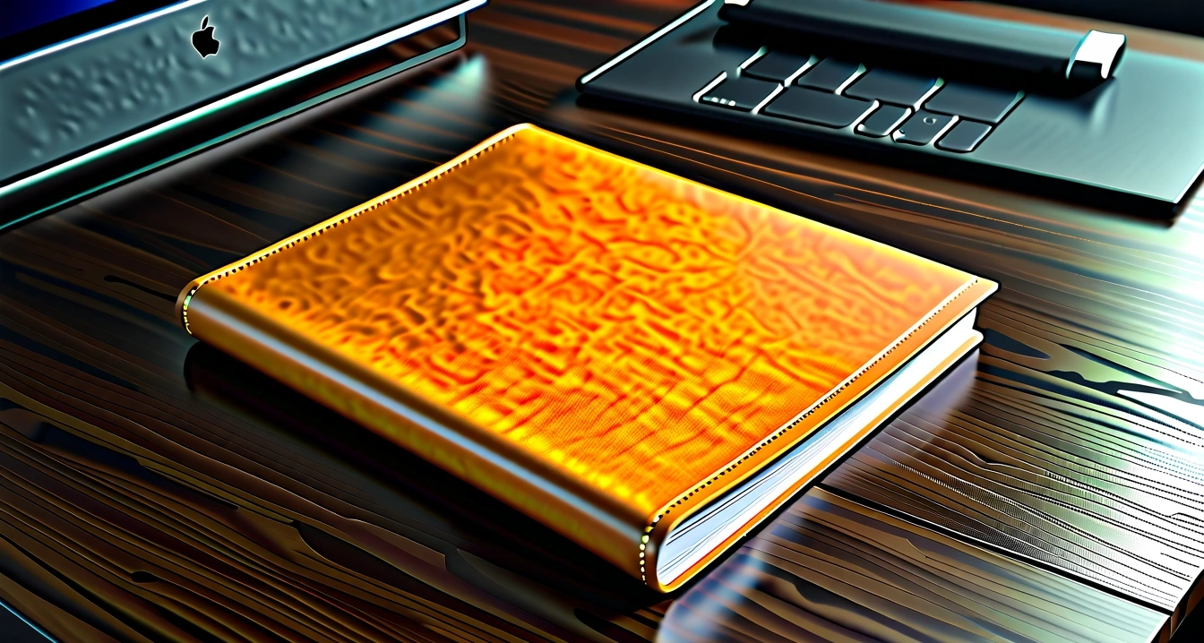 a blank leather folder on a dark wooden desk 1