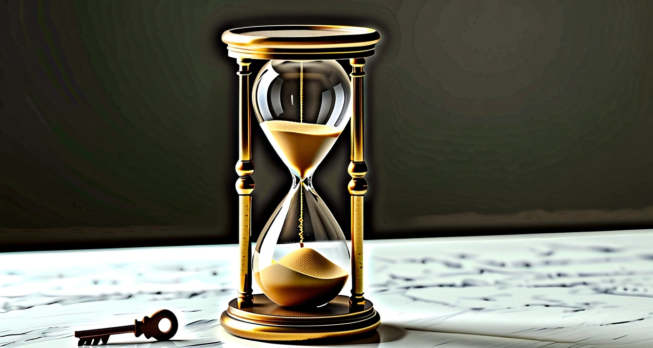 an antique hourglass with fine sand a 1