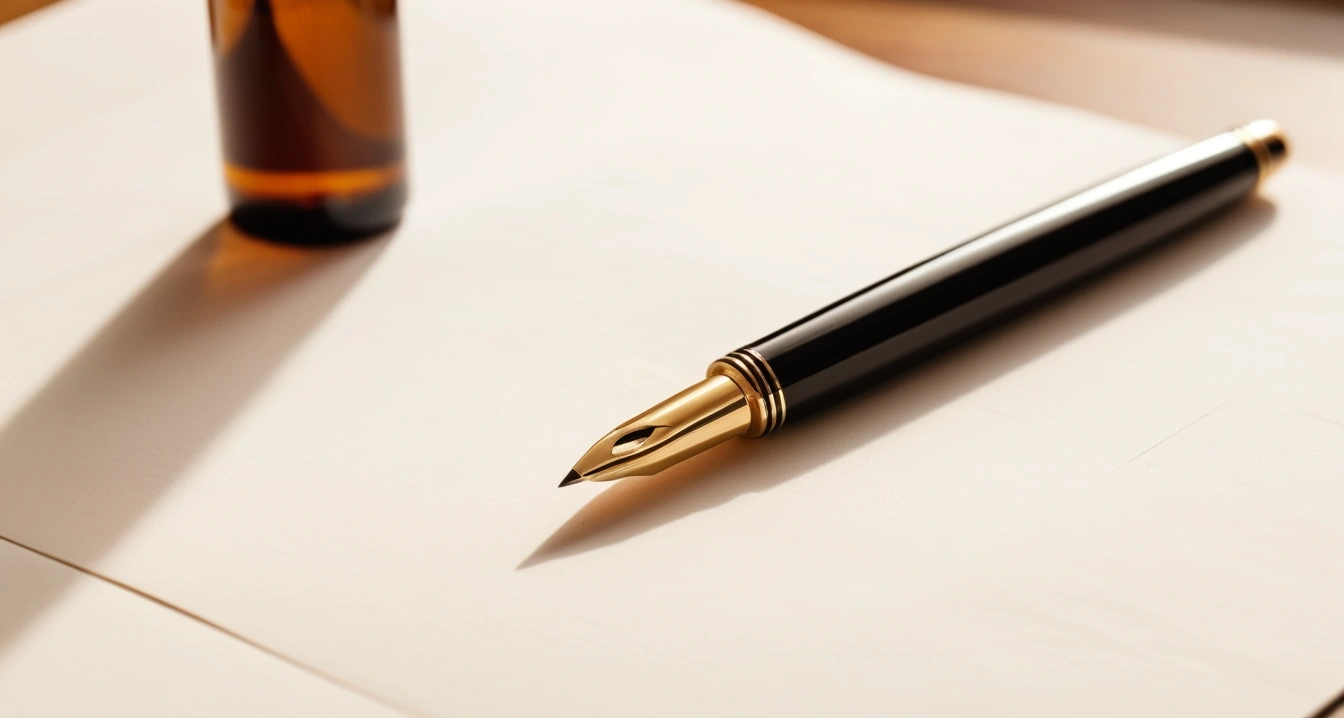 classic fountain pen resting on clean te 1 1