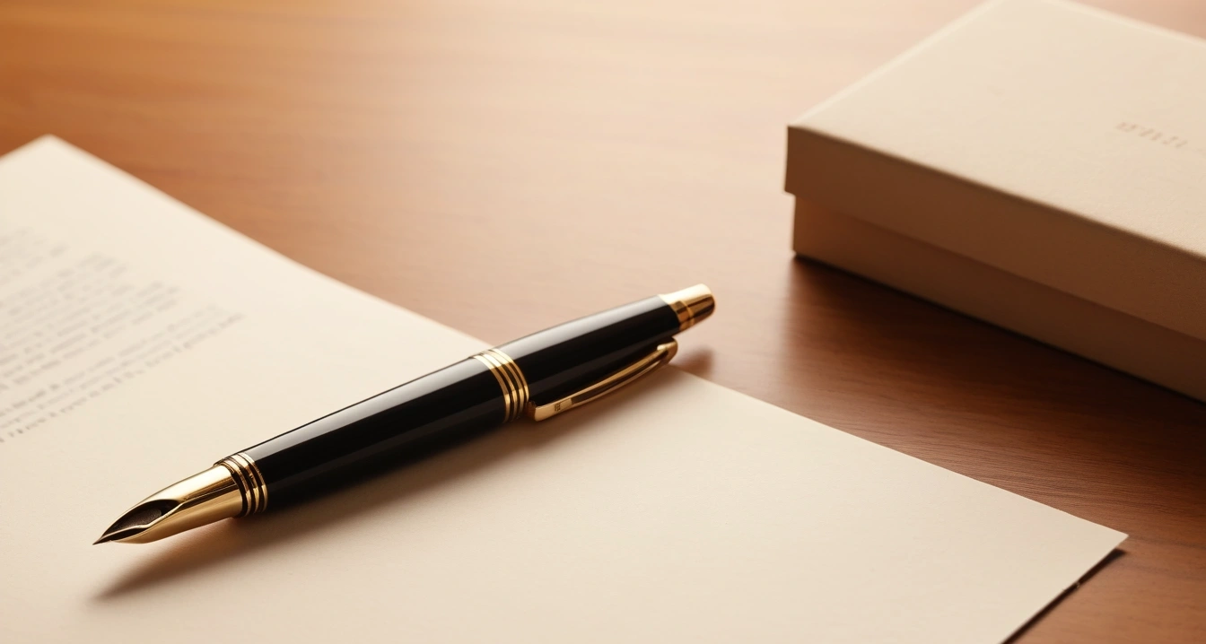 classic fountain pen resting on clean te 1