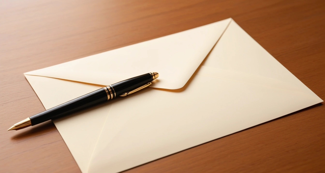 clean beige envelope with vintage founta 1