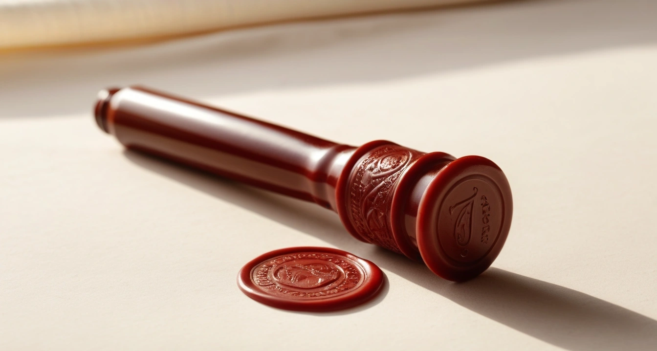 clean wax seal stamp on textured parchme 1