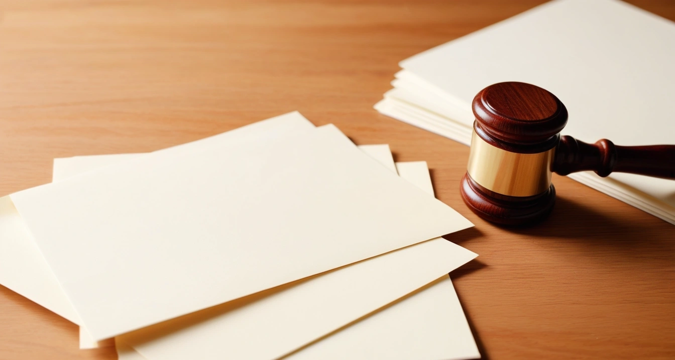 clean wooden gavel stack of ivory papers 1