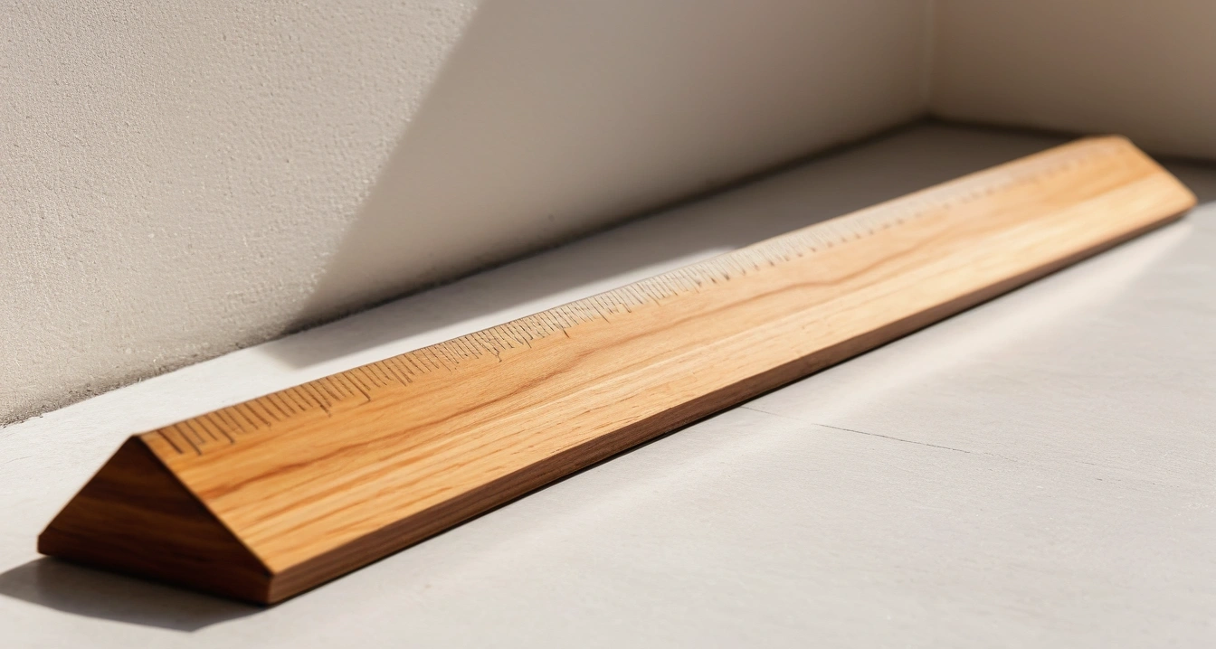 clean wooden ruler placed on damp concre 1