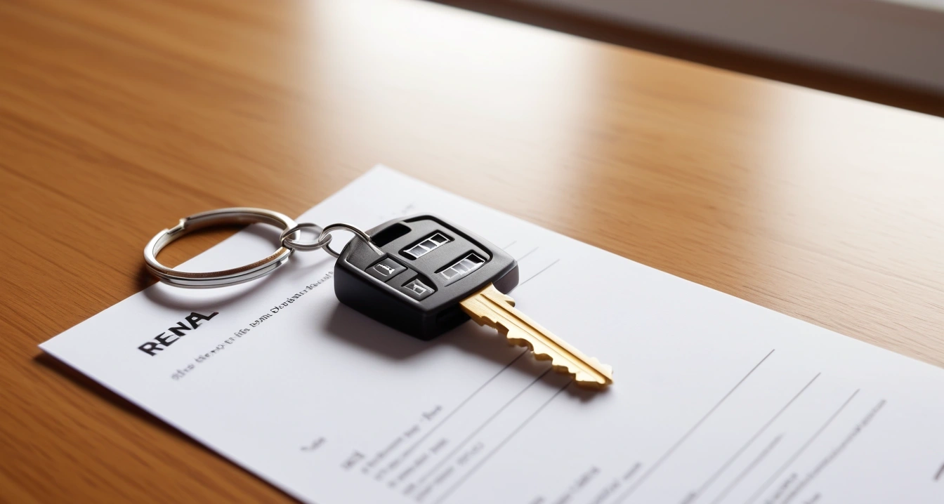 concept of rental car a shiny house key 1