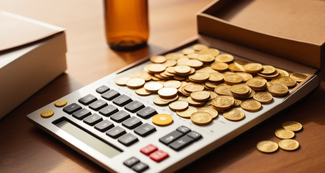 sleek metallic calculator stack of gold 1